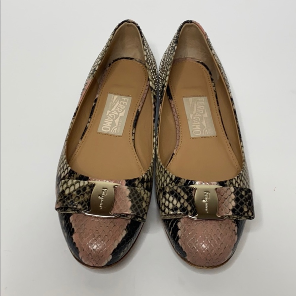 Salvatore Ferragamo Varina studded python-print